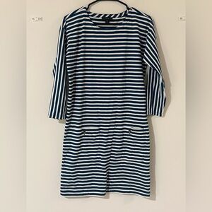J Crew Reimagined Teal Blue Striped Dress Midi Size XS